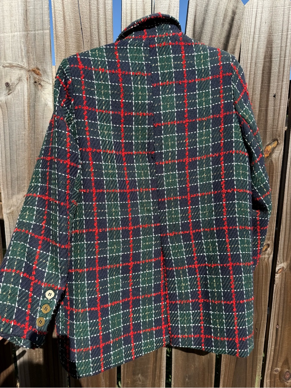 Lena Green and Red Plaid Wool Double-Breasted Blazer - Picture 8 of 10